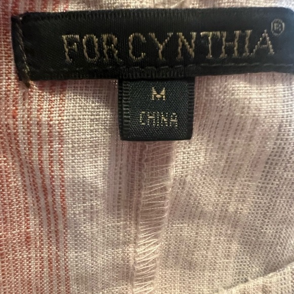 For Cynthia 100% linen 3/4 length sleeve striped blouse - Picture 8 of 8